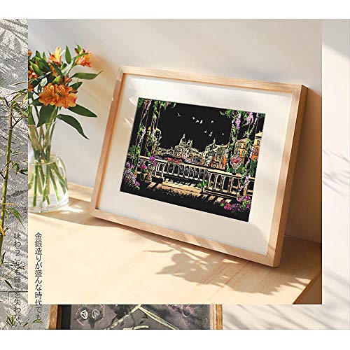 image for MUGIT Scratch Art Rainbow Painting Paper, Sketch Pad DIY Night View Sc