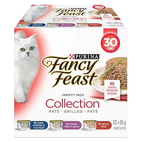 Fancy Feast Wet Cat Food, Collection Variety Pack 3 Flavours – 85 g Can (30 Pack)