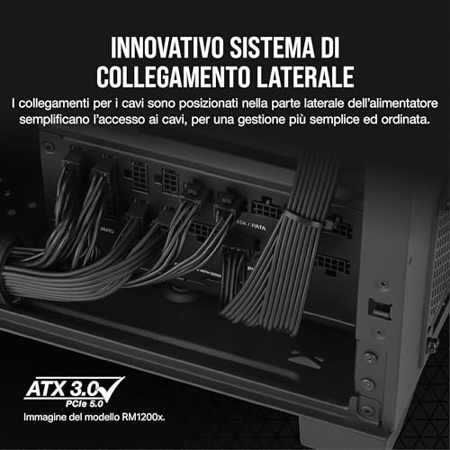 RM1000x SHIFT Alimentatore ATX Interamente Modulare - Interfaccia Laterale - Compatibilità con ATX 3.1 e PCIe 5.1 - Modalità della Ventola Zero RPM - Efficienza 80 PLUS - Alimentatore - Immagine 3