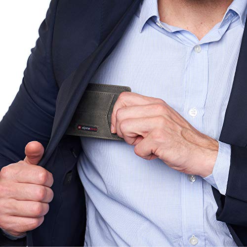 Alpine Swiss RFID Minimalist Oliver Front Pocket Wallet For Men Leather Hampton Collection Nubuck Gray3