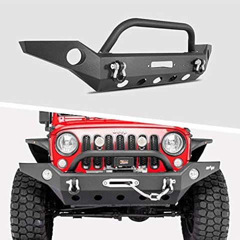 EAG Full Width Front Bumper with Winch Plate Fit for 07-18 Wrangler JK Offroad Cover