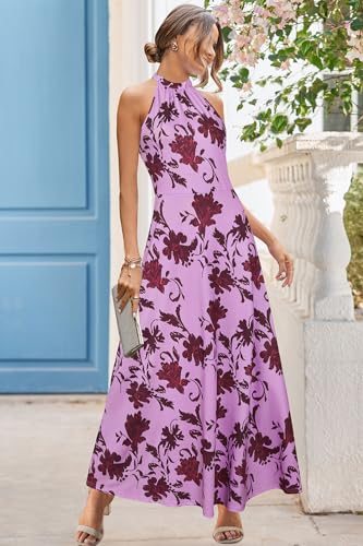 Image of STYLEWORD Women's Summer Floral Halter Maxi Dress Vacation Semi Formal 2026