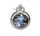 Embalaje: bolsa de regalo Reloj de bolsillo con diseño de lobo y luna llena. Joyería de lobo con colgante de luna llena. Colgante de luna llena