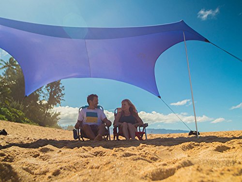 Image of Neso Grande Portable Beach Tent Sun Shelter - Lightweight Beach Shade Canopy - Easy Setup for Family Outings - Patented Reinforced Corners - UPF 50+ Sun Protection - 7ft Tall, 9 x 9ft