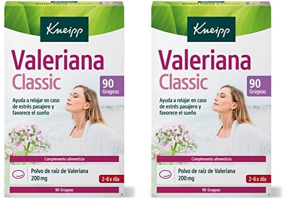 Kneipp, Valeriana Classic, Tranquilizante Natural para Dormir, Pastillas de Valeriana Relajantes, Alivian el Estrés y Favorecen el Sueño, 90 Grageas (200 mg) (Paquete de 2)