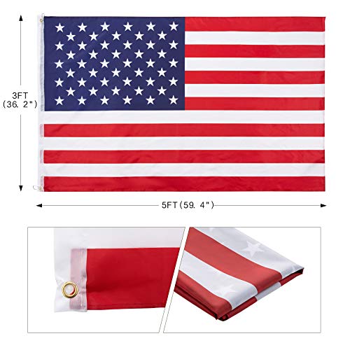 image for CO-Z 20 Feet Aluminum Telescoping Flag Poles with 3-Feet-by-5-Feet Ame