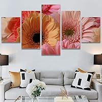 SIGNWIN 5 Panel Canvas Wall Art Modern Art Bouquet Colorful Cool Floral Group Multicolor Photography Realism Romantics for Home Decorations Ready to Hang - 60