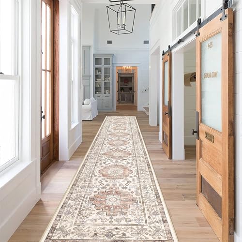 Pauwer Boho Hallway Runner Rug 2x10 Washable Entryway Area Rugs Non Slip Farmhouse Vintage Floor Mat Carpet Runner for Hallways Laundry Room Kitchen Bathroom Bedroom