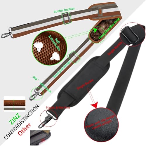 Image of ZINZ Shoulder Strap Universal Bag Strap - 78 inch Ultra-Thick Padded with Dual Balanced Adjustable Buckles for Briefcase, Travel, Sports, Laptop, Crossbody Bag,Stripes-BrWGy