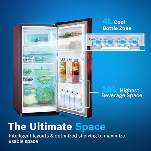 Image of Bosch 187 L,3 star,Smart Inverter, Direct-Cool Single Door Refrigerator|18 Hrs Cooling Retention|Largest Vegetable Box|Extra Beverage Space |2.5x Faster Cooling (2026 Model,Wine flower,CST18W23EI)