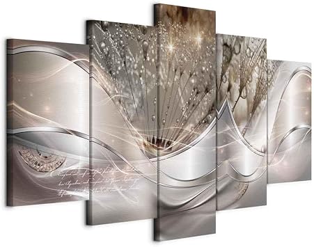 murando Canvas Wall Art Abstract Flowers 225x112.5 cm / 90 x45  5 pcs Large Canvas Prints XXL - Art Deco Pictures for Bedroom Walls - Home Decor Wall Pictures for Living Room Dandelion a-C-0087-b-n