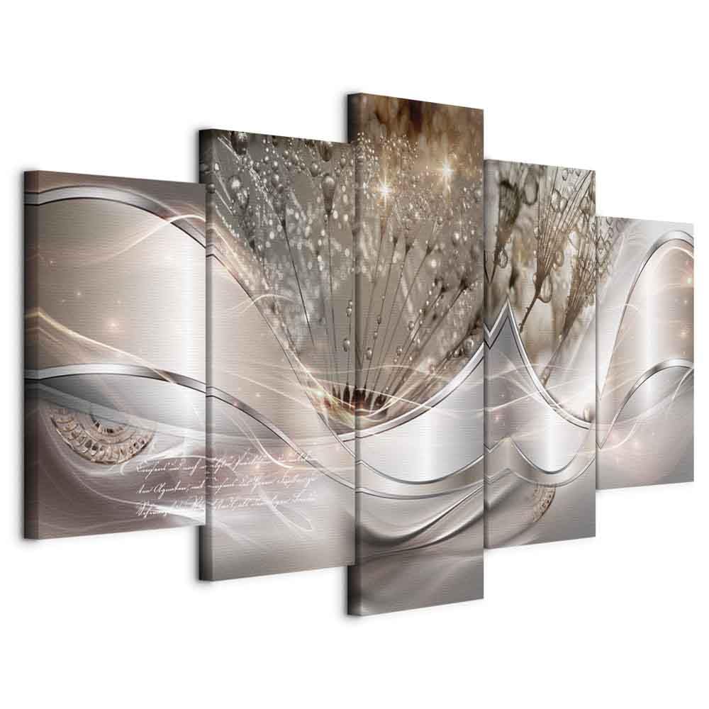 Canvas Wall Art Abstract Flowers 200x100 cm / 80"x40" 5 pcs Large Canvas Prints XXL - Art Deco Pictures for Bedroom Walls - Home Decor Wall Pictures for Living Room Dandelion a-C-0087-b-n