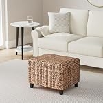 BIRDROCK HOME Woven Seagrass Storage Ottoman Cube with Lift Lid, Brown, 22” - Image 2