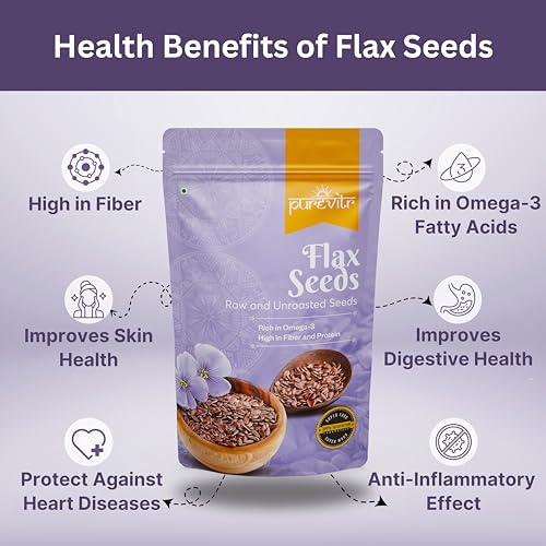 Image of Purevitr Flax Seeds & Non-Hulled Sesame Seeds Combo | 400g (200g Each) | Rich in Omega-3, Fiber & Calcium | Superfood for Healthy Living