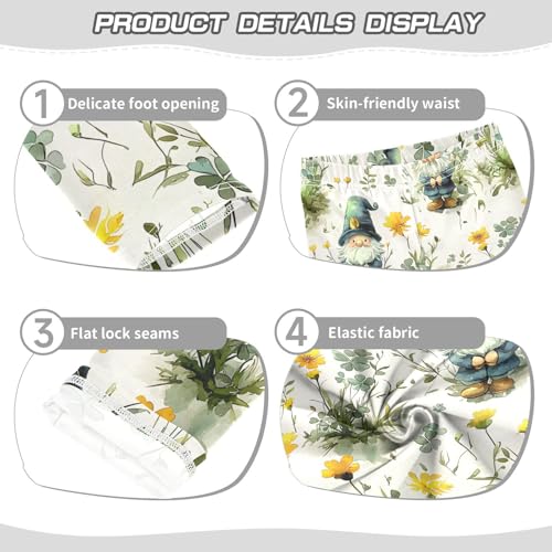 Spring Gnome Green Leaves Girls Leggings Soft Stretch Workout Yoga Dance Pants for Kids Casual Tights3