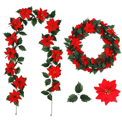 Weihnachtsgirlande mit Weihnachtsstern, 200cm Weihnachten Girlanden,...