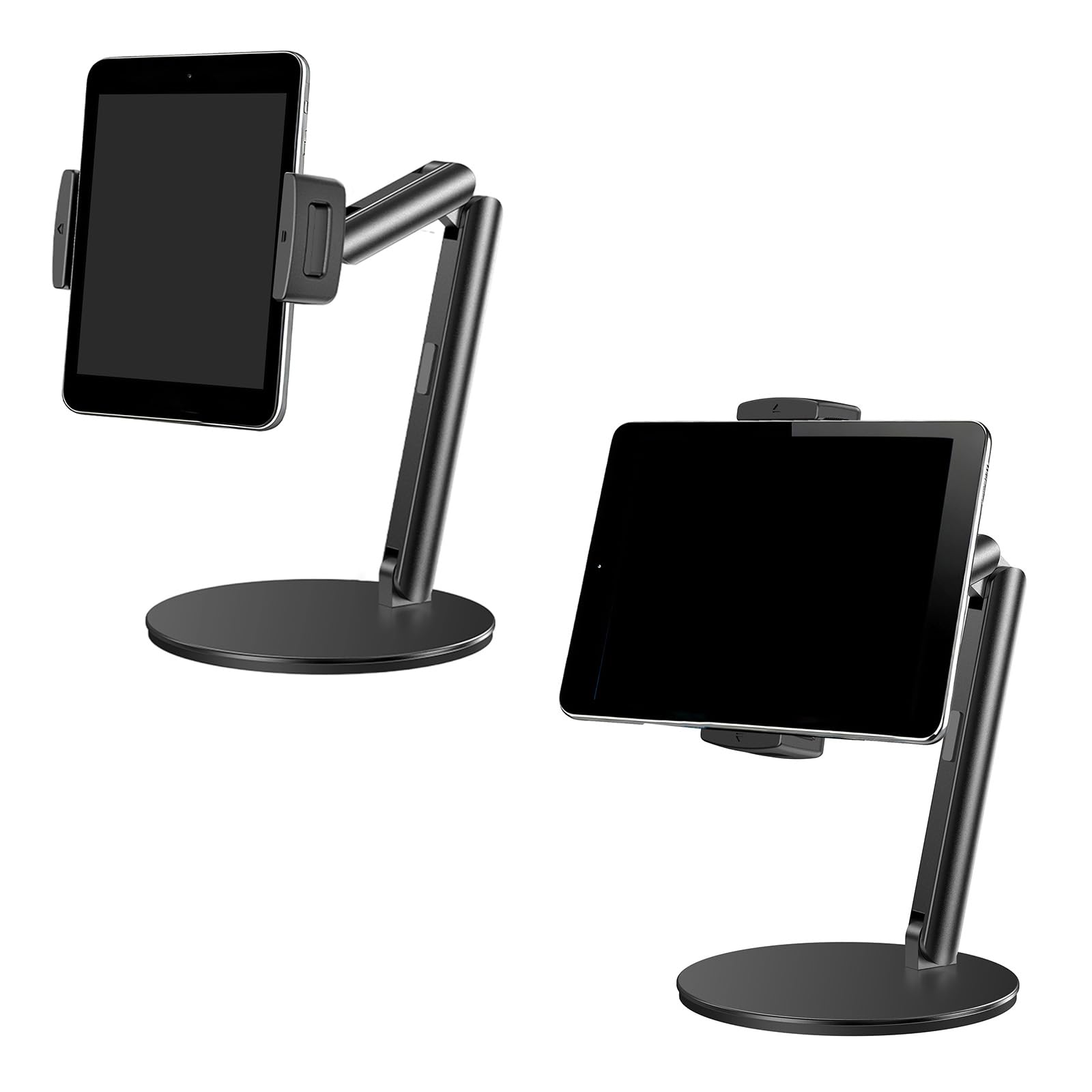 Supporto girevole per telefono/tablet in lega di alluminio con base antiscivolo spessa, supporto da scrivania, supporto per tablet