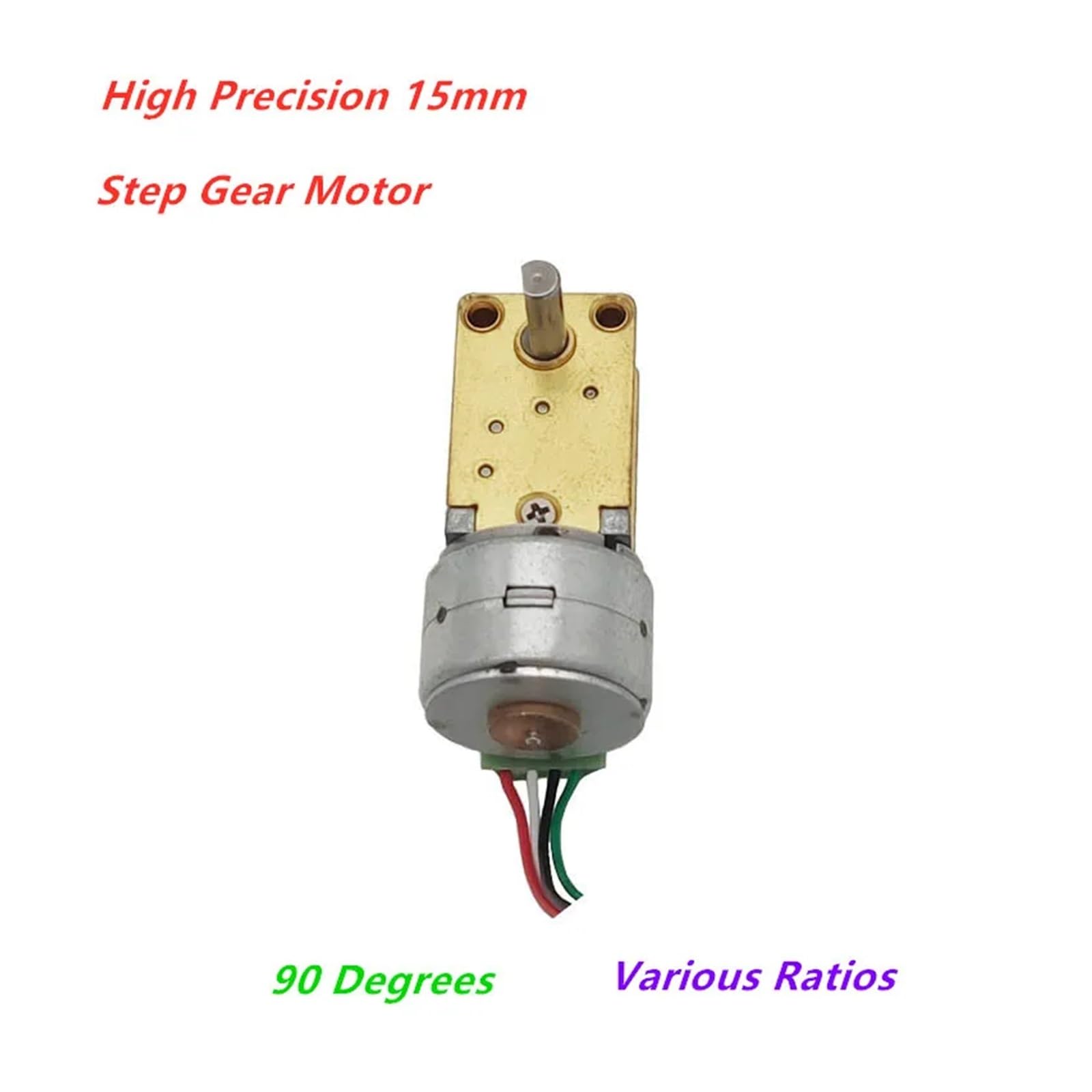 POWTAXBJGD High Precision 90 Degrelectric DC 5V 15mm Metal Gearbox Stepper Engine Step Gear Electronic Starter 4-Wires Gear Ratio 20:1-1000:1(F Ratio 399)
