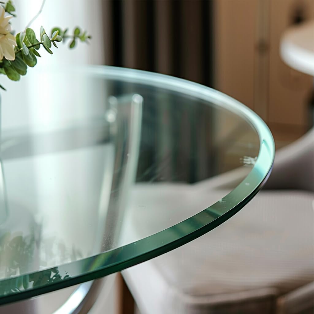 42" Inch Round Glass Table Top 1/3" Thick Tempered Beveled Edge for Dining Table, Coffee Table, Restaurant Table, Office Table, Side Table, Living Room Table(42 in)