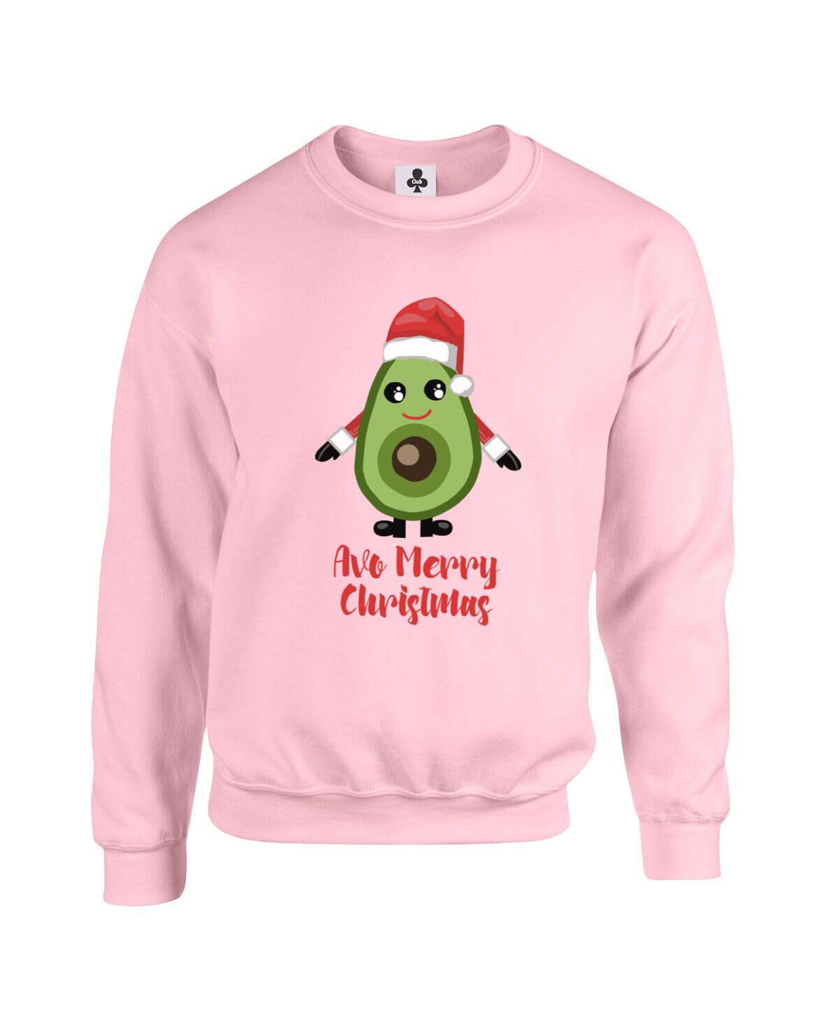 Taylor Brown Unisex Baby Pink Red Text, Avo Merry Christmas, Avocado, Xmas Festive Trending Funny Adults Sweatshirt Jumper