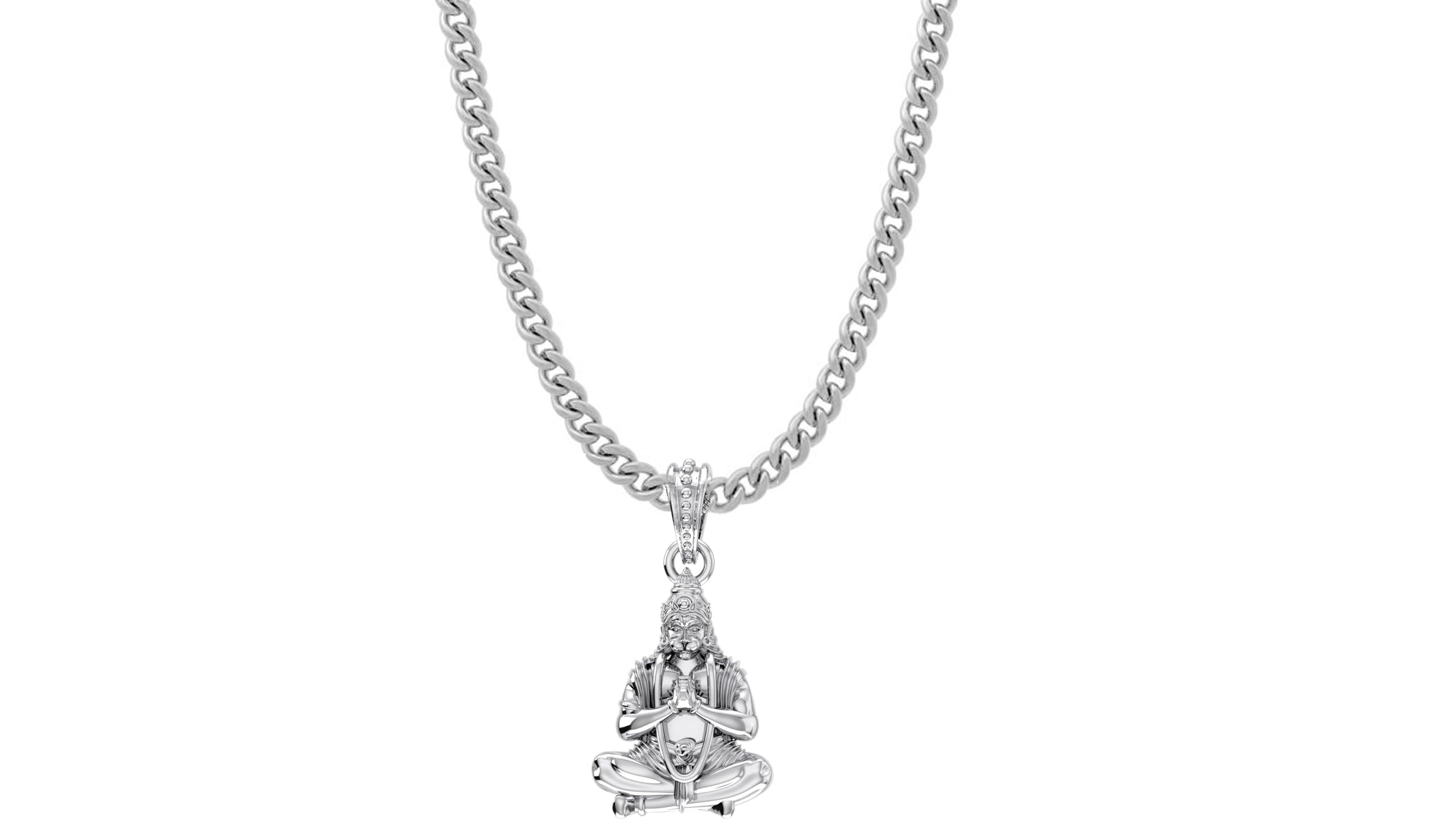 Sterling Silver (92.5% purity) God Hanuman Chain Pendant (Pendant with Chain-22 inches) for Men Pure Silver Lord Bajrang Bali Chain Locket for Good Health & Wealth-image-47