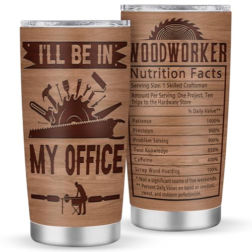 Wood Gifts for Men, Unique Woodworking Gifts Tumbler 20oz, Christmas