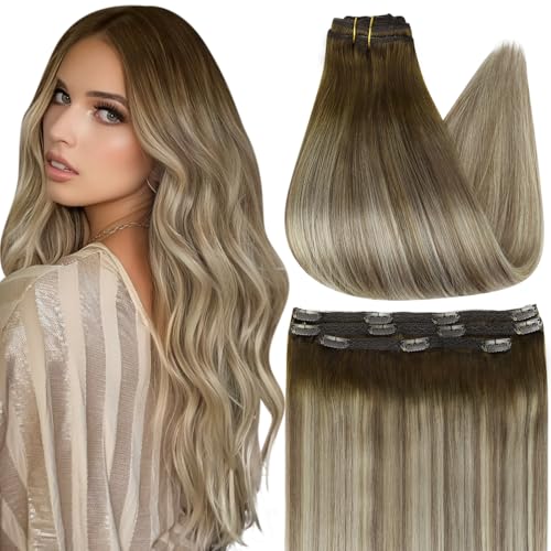 Full Shine Balayage Clip-In Hair Extensions 20" Brown Blonde