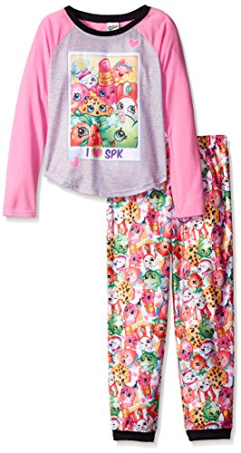 Shopkins Girls' Little 2-Piece Pajama Set, Pink, 6