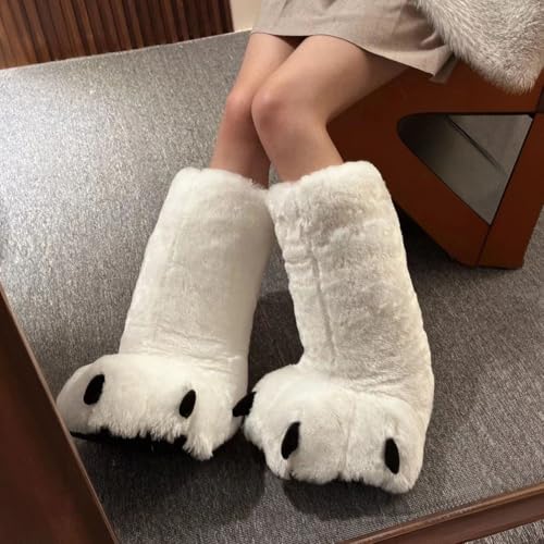 Pantoufles en forme de pattes d'animaux chaudes pour hiver - 3