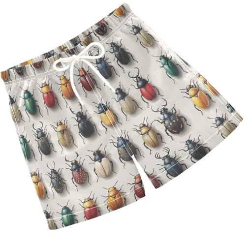 Pigsaly Boys Swim Trunks Hand Drawn Ladybugs Boys Board Shorts Swimsuit Swimwear Summer Bathing Suit S Multicolor