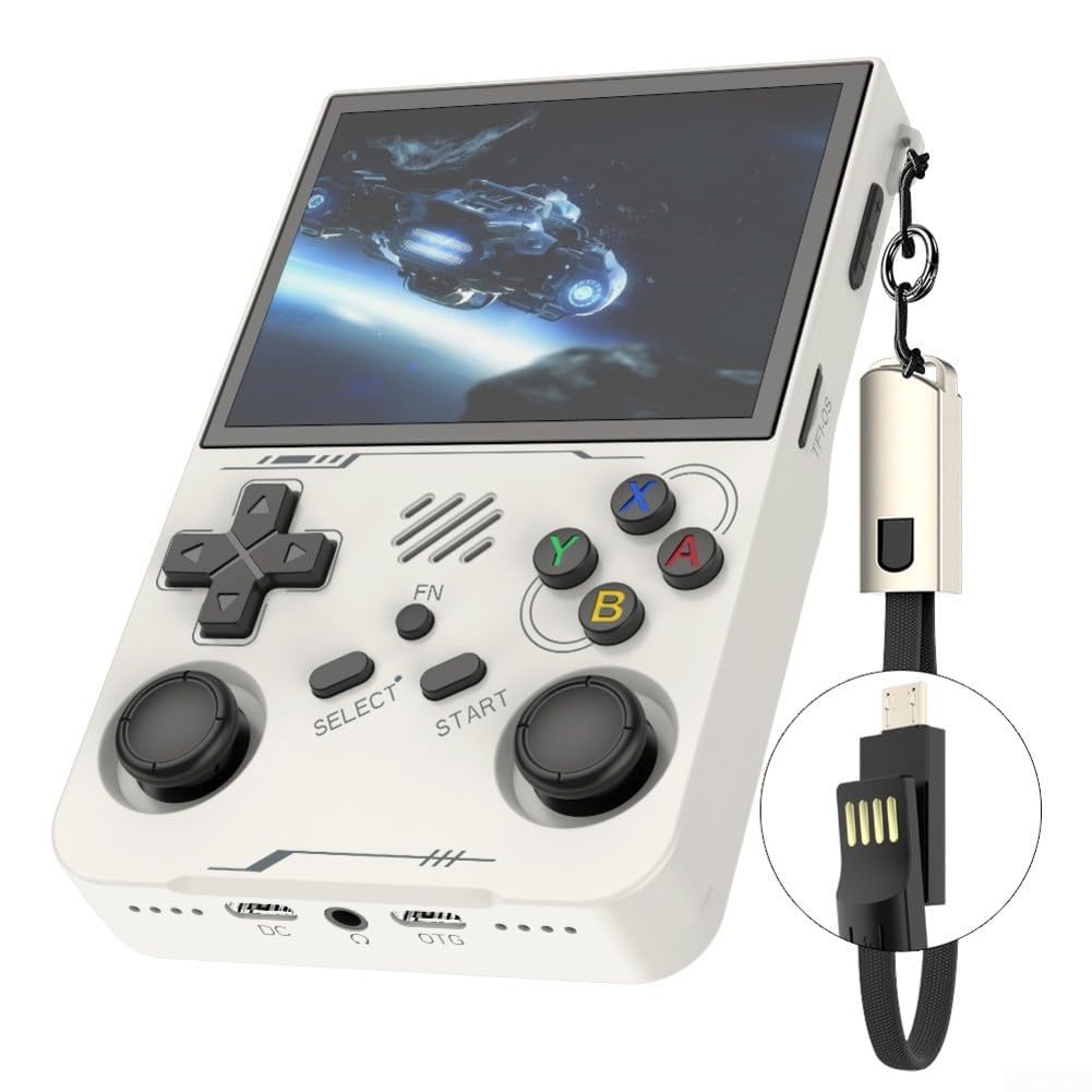 Consola de juegos portátil retro con pantalla IPS HD de 3.5 pulgadas, 640 x 480, más de 15.000 juegos preinstalados, reproductor de juegos portátil con batería de 3000 mAh, para viajes (E)