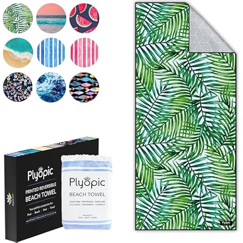 Plyopic. Sandproof Beach Towel – Super Absorbent | Quick Dry | Sand Resistant | Lightweight & Compact for Travel, Beach, Pool, Swim & Surf (X-Large, 72 x 32in) Cover