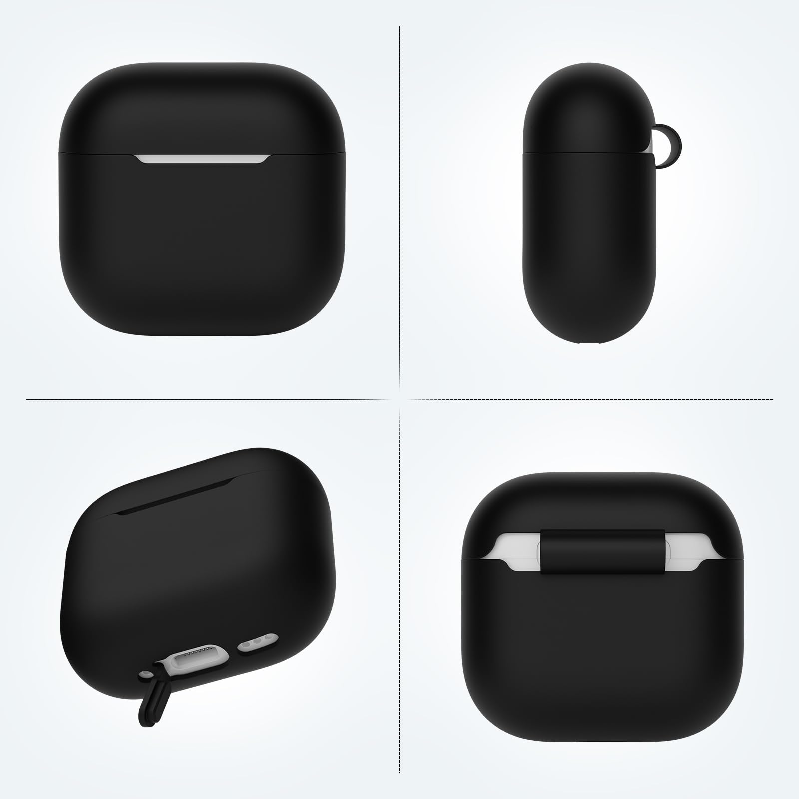 Lot De 2 Coques Silicone AirPods 4 (2024) Avec Mousqueton - Protection Anti-choc, Couleur Rose/noir - LED Visible - Housse Souple