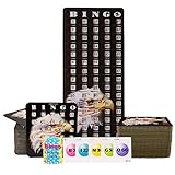 MR CHIPS Jam-Proof Bingo Cards with Sliding Windows, 100 Stars & Stripes Cards, 75 Calling 1 Master Board