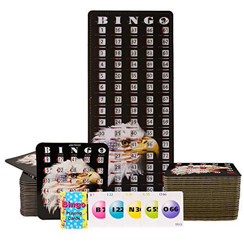 MR CHIPS Jam-Proof Bingo Cards with Sliding Windows, 100 Stars & Stripes Cards, 75 Calling 1 Master Board