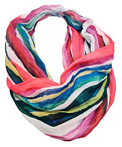 J26 Sciarpa con strisce sfumate di seta, estiva, a...