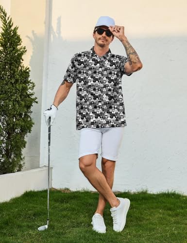 Image of Men's Funny Golf Shirts Hawaiian Polo Shirts 80S Flashes Polo Shirts Funny Hawaiian Beach Summer Golf Polo Shirts