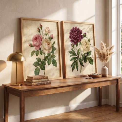 Image of YANVEER Botanical Wall Art Painting | Wall Frames For Home Decor Office Living Room | Poster With Frame Wall Decoration Painting | Premium Art Framed Wall Painting For Home Decor | Set of 2 (13X17 inch)