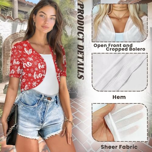Image of Womens Short Sleeve Bolero Shrug Open Front Knit Cropped Cardigan Shoulder Cover for Dress Cute Casual Knit Cover Up