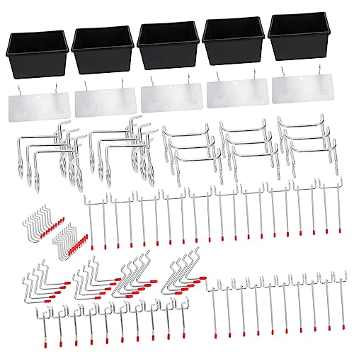 KICHOUSE Display Shelf Rack Hooks 101pcs Pegboard Hooks for Tools Cables Sports Equipment Organizer