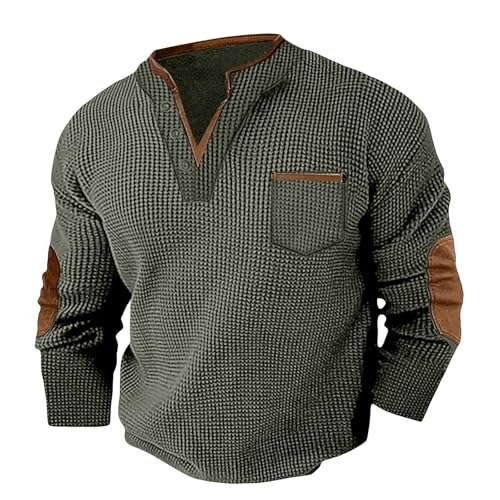 Polo Sweater Men Mens Waffle Sweatshirt Casual...