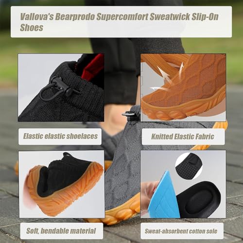 Giltpeak Vallova'S Bearprodo Supercomfort Sweatwick Slip-On Shoes, Men's Knitted Hiking Barefoot Arch Support Sneakers, Unisex Knitted Hiking Slip-On Shoes3