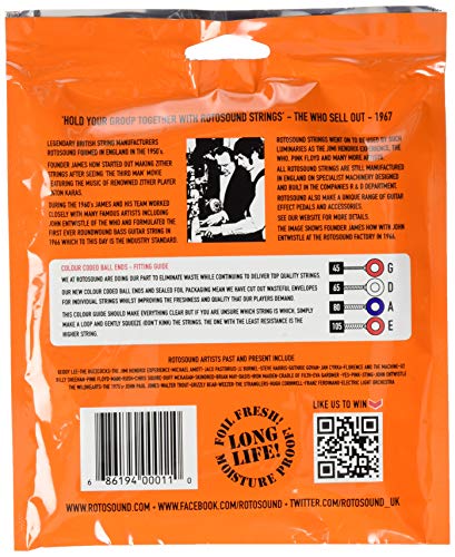 Rotosound RS66LD Swing Bass Lot de 4 cordes pour basse électrique 45-105 - Les Beatles, Paul McCartney, John Lennon, RIngo Starr, George Harrison Rotosound RS66LD Swing Bass Lot de 4 cordes pour basse électrique 45-105 – Image 3