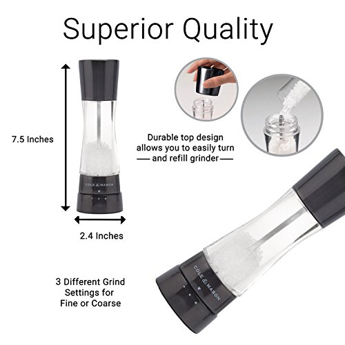 image for COLE & MASON Derwent Salt Grinder - Gunmetal Mill Includes Gourmet Pre