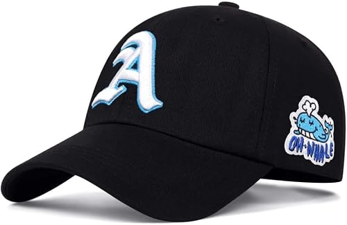 Men’s Whale Embroidery Sport Camping Retro Baseball Cap Adjustable -Black
