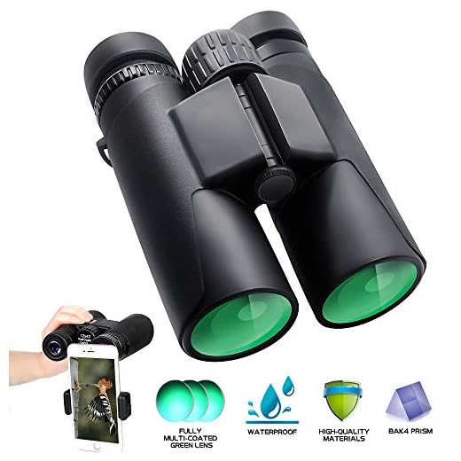 ToyerBee Binoculars, 12X42 HD Roof Prism Folding Binoculars for Adults&Kids, Waterproof Binocular Weak Light Night Vision for Bird Watching Concert Traveling and Sightseeing with Smartphone Adapter