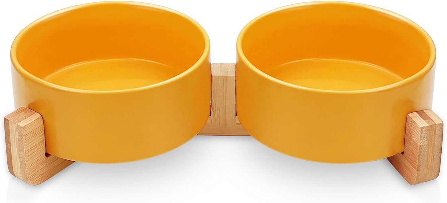 dog bowls │ cat bowls │ dog bowl │ cat bowl │ raised dog bowls │ dog waterer │ raised cat bowls │ dog bottle │ (DOUBLE 15.5 CM, YELLOW)