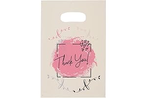 ysmile Small Plastic Shopping Bags with Handles (100 Count, Beige)