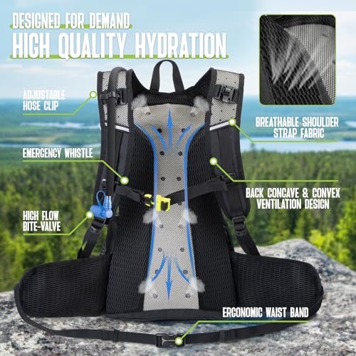 Image of N NEVO RHINO Hydration Backpack, 18L Multipurpose Hiking Backpack with 3L Water Bladder, Water Backpack Insulated Hydration Pack Ideal for Hiking and Cycling