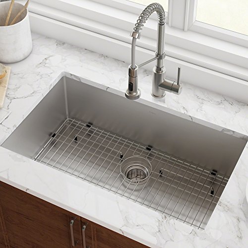 Kraus KHU100-32 Standart PRO 16 Gauge Undermount Single Bowl Stainless Steel Kitchen Sink, 32 Inch Kraus KHU100-32 Standart PRO 16 Gauge Undermount Single Bowl Stainless Steel Kitchen Sink, 32 Inch